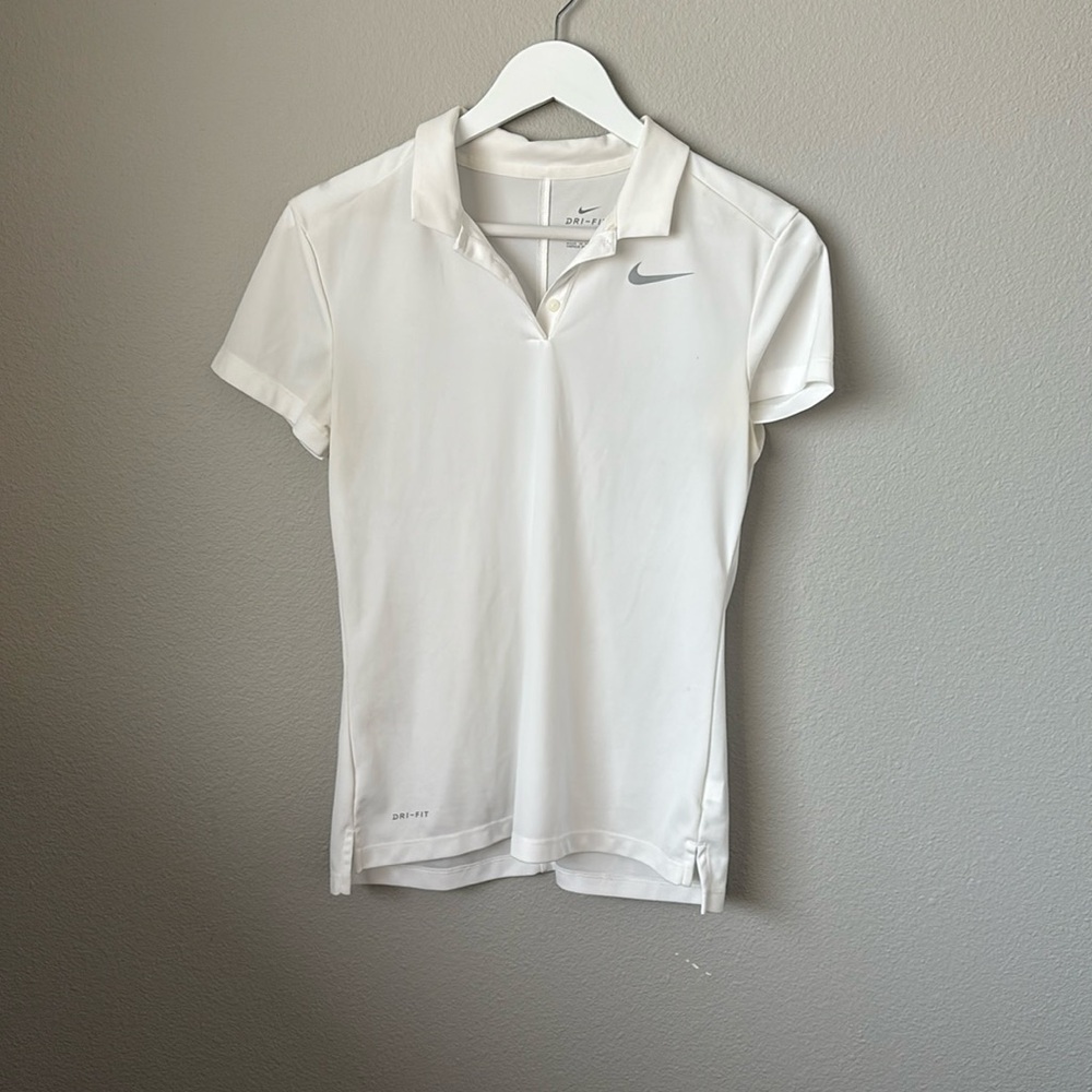White Nike dri-fit shirt.